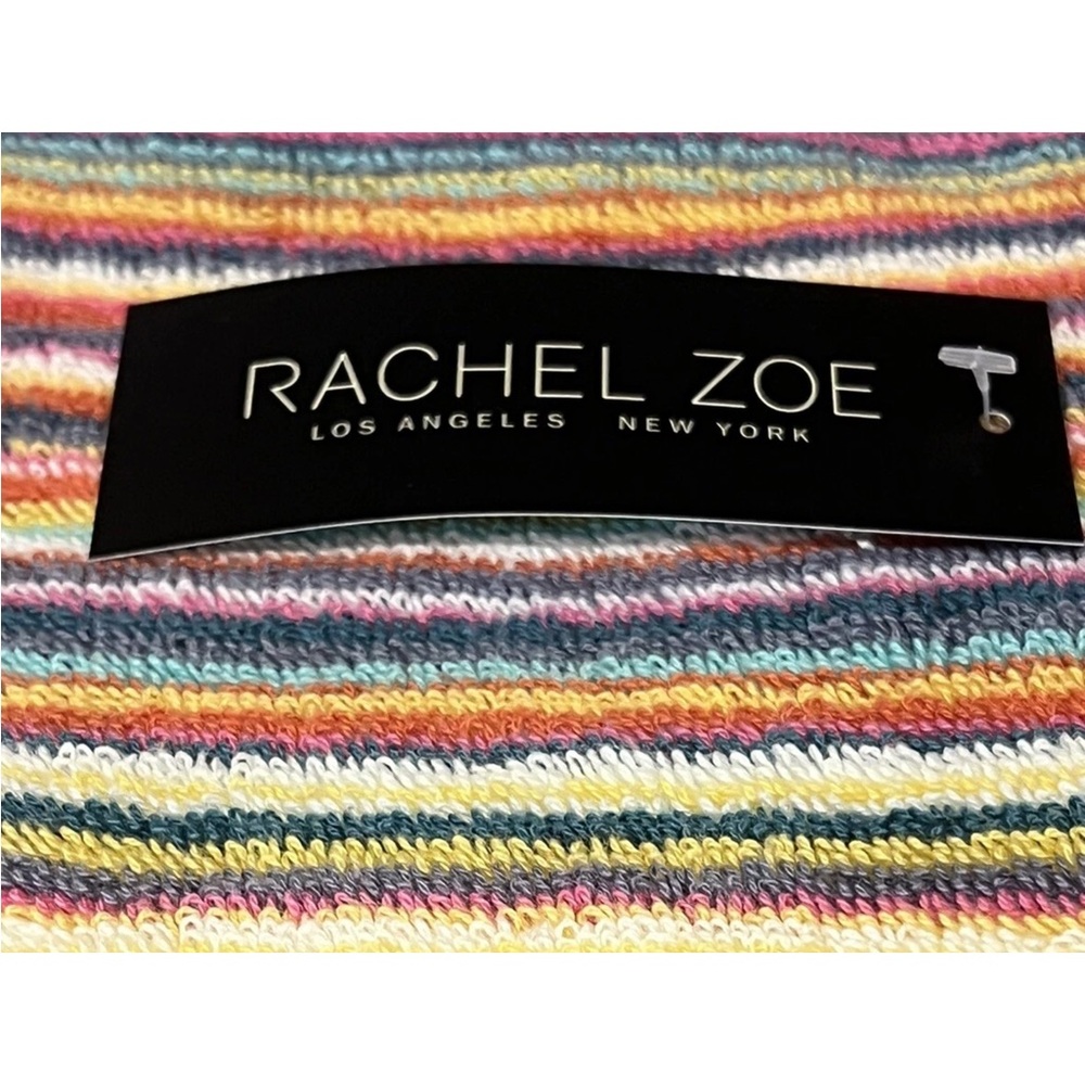 4 Rachel Zoe Soho Striped Rainbow 2 Bath 2 Hand Towels Set of 4 New - Picture 5 of 9